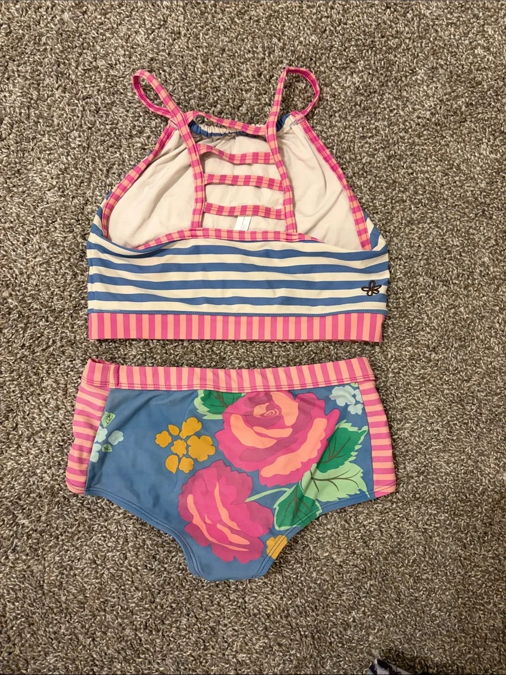 Matilda Jane Blue & Pink Striped Floral Two-Piece Swim Set